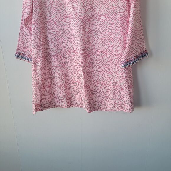 foxcroft for appleseeds Tunic top womens size 14 wrinkle-free popover 3/4 sleeve - Picture 4 of 8